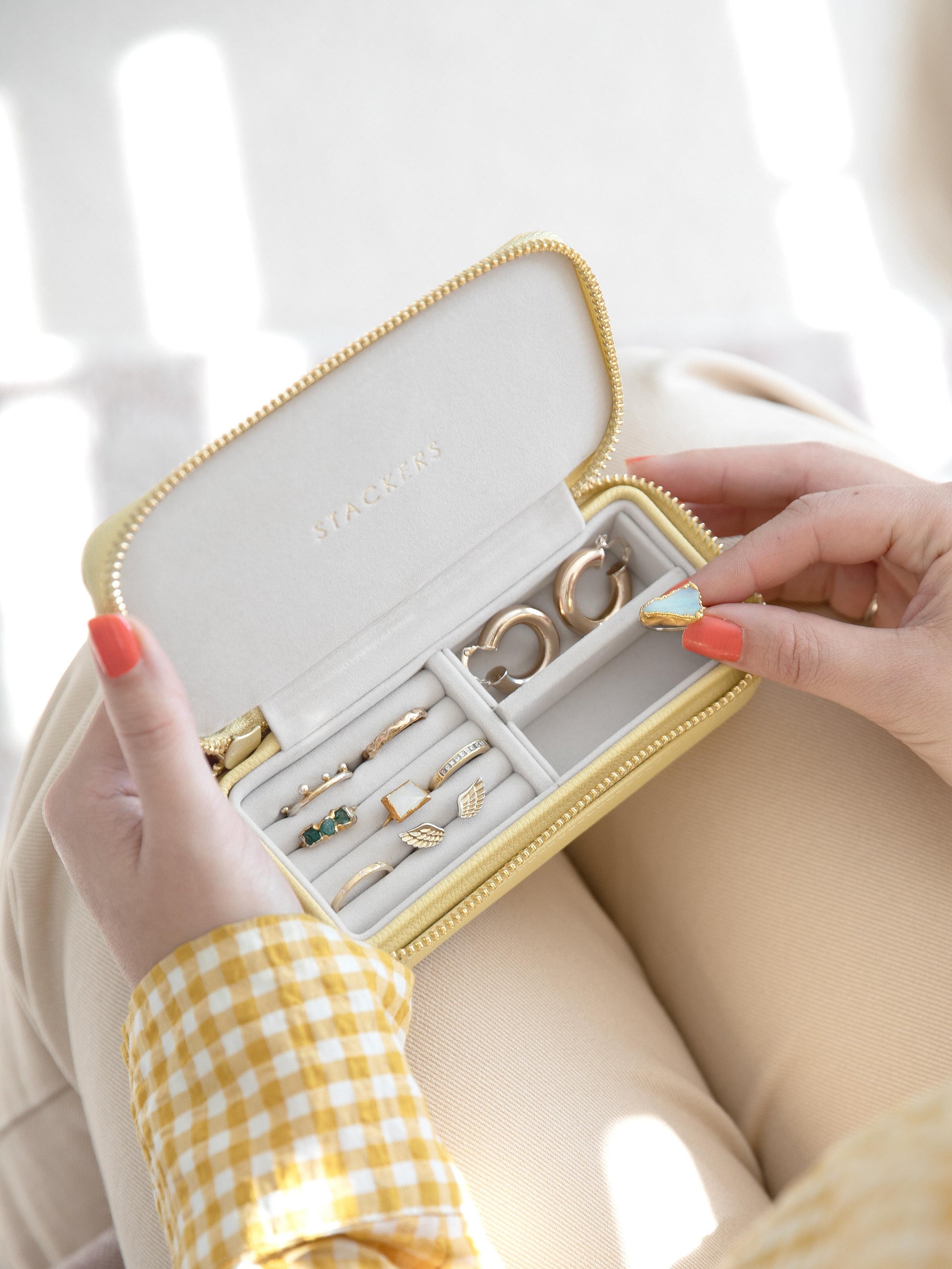 Stackers Zipped Travel Jewellery Box - Yellow image 1