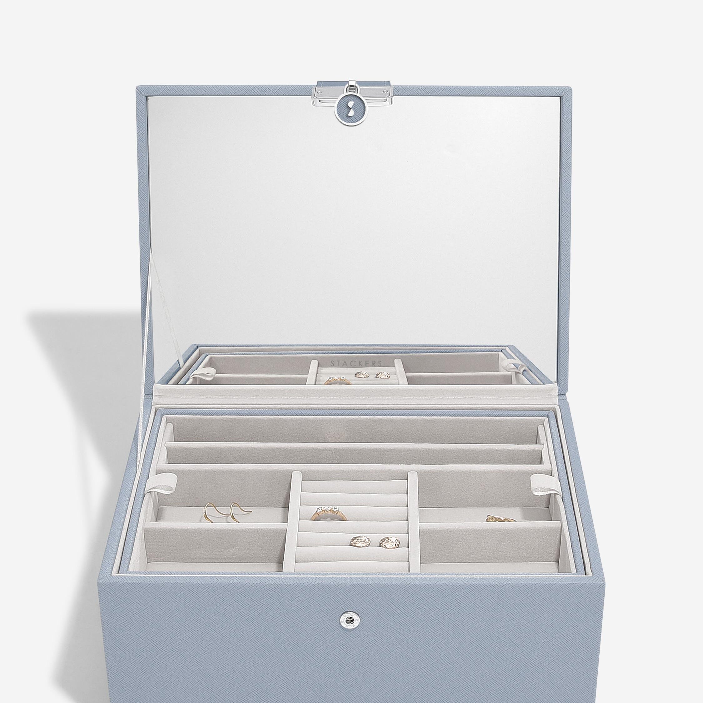 Luxury Classic Jewellery Box - Dusky Blue