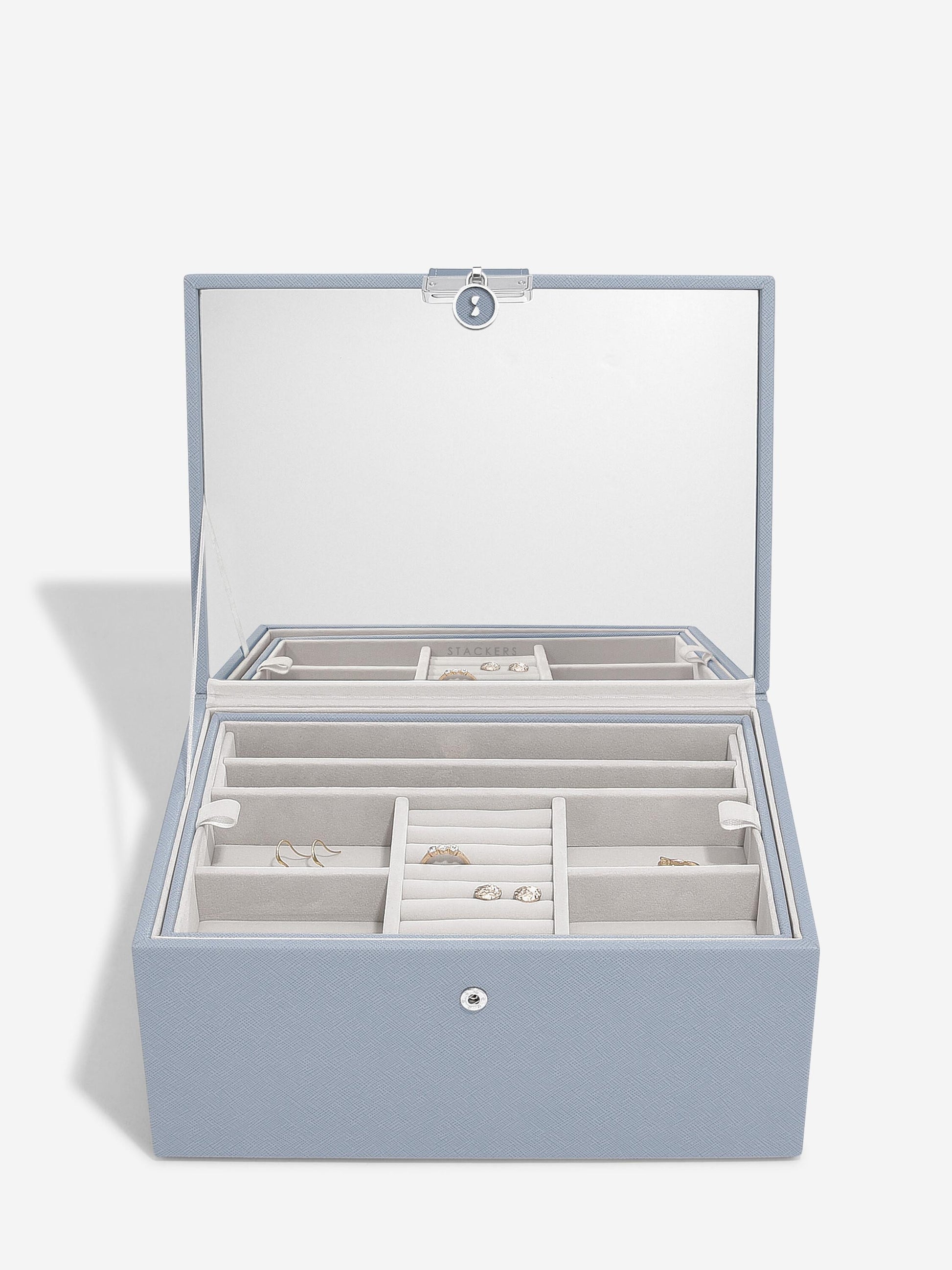 Luxury Classic Jewellery Box - Dusky Blue