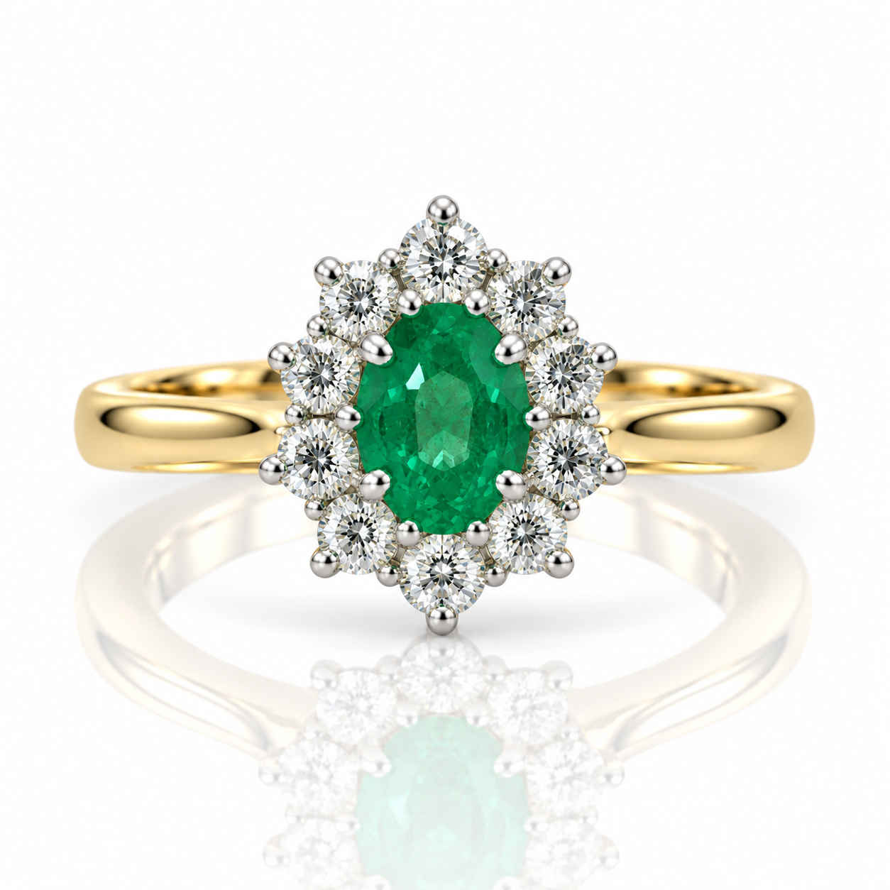 18kt Emerald and Diamond Cluster Dress Ring