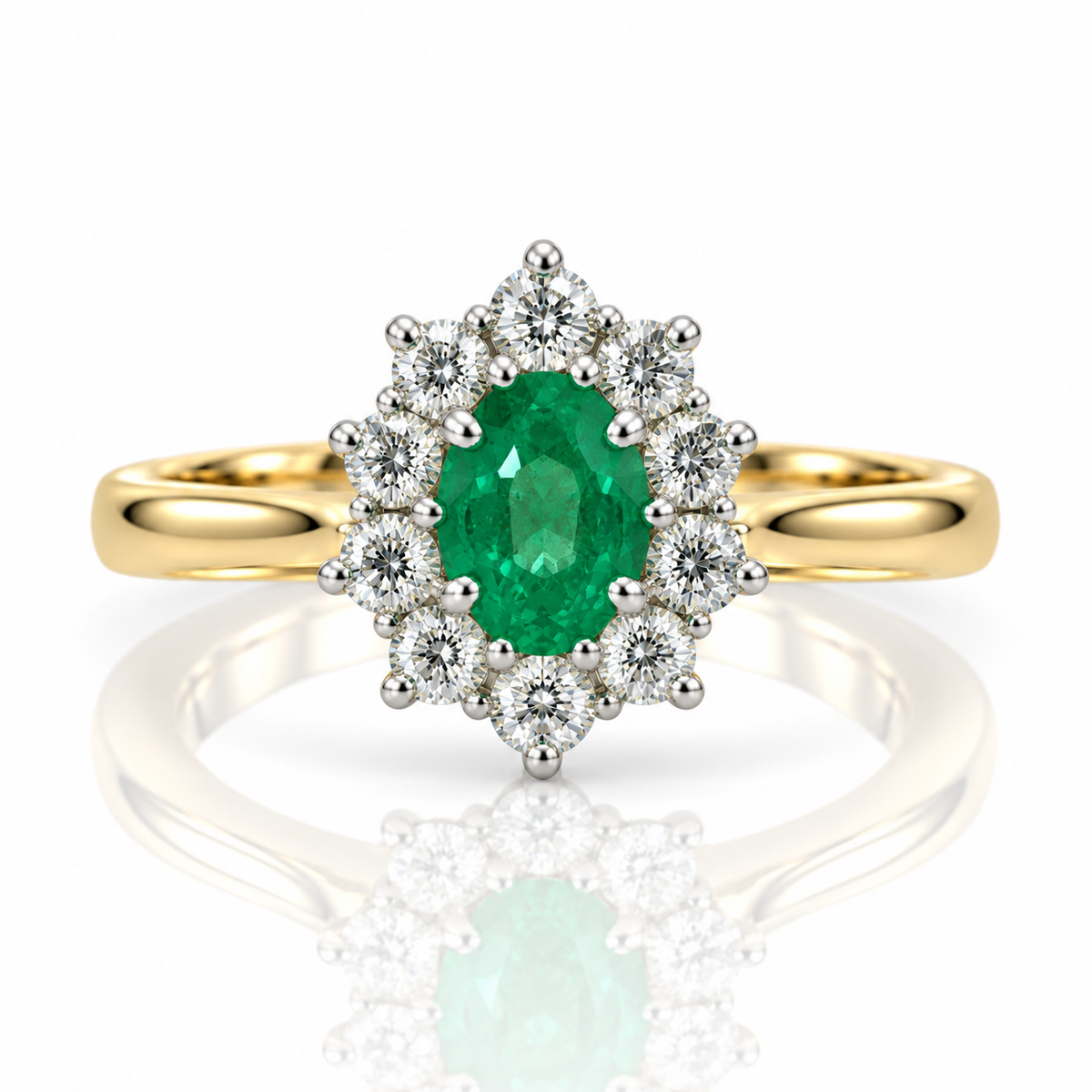 18kt Emerald and Diamond Cluster Dress Ring