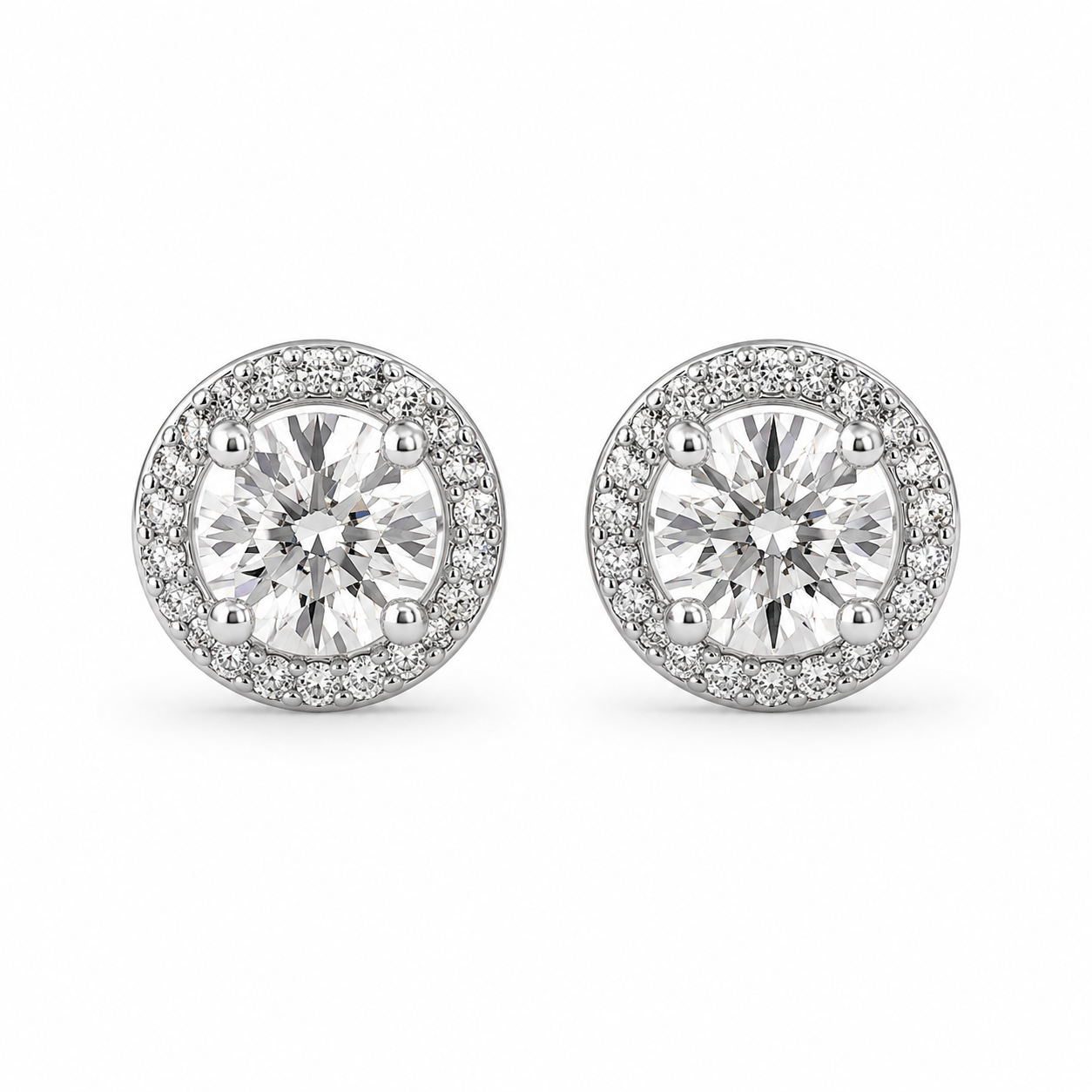 18kt Diamond Halo Earrings