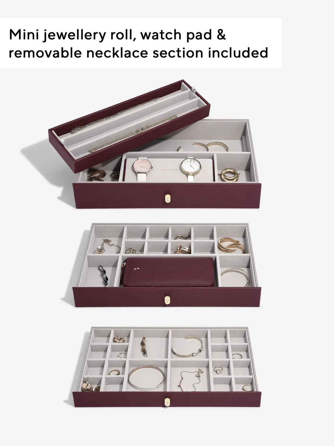 Large Luxury Jewellery Box - Burgandy