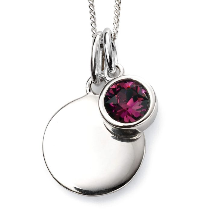 Silver Birthstone Pendant - February