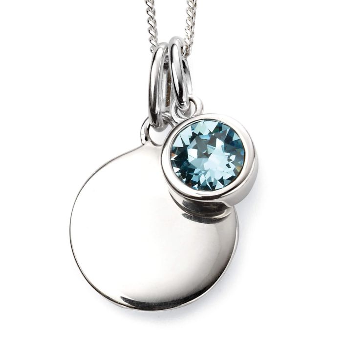 Silver Birthstone Pendant - March