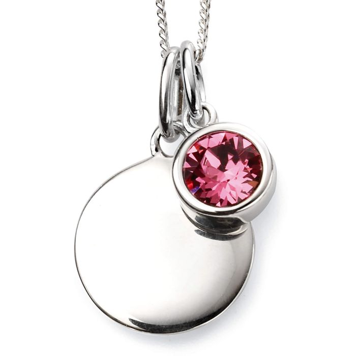 Silver Birthstone Pendant - October
