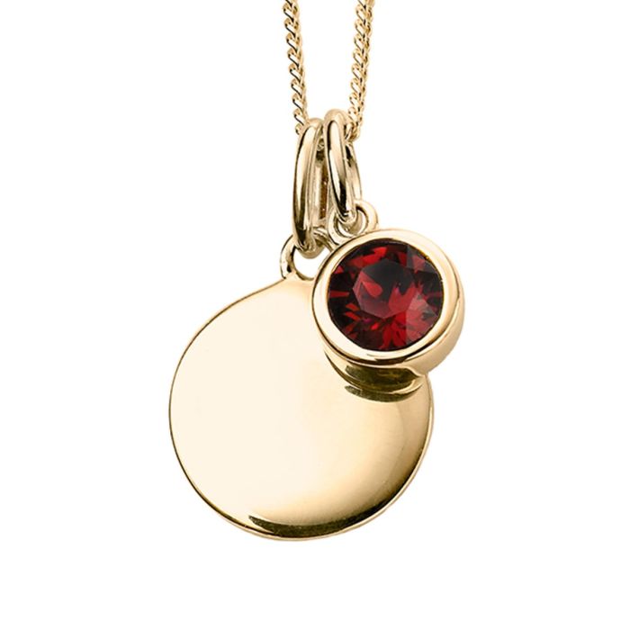 Gold Plate Birthstone Pendant - January
