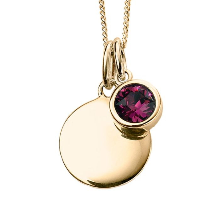 Gold Plate Birthstone Pendant - February
