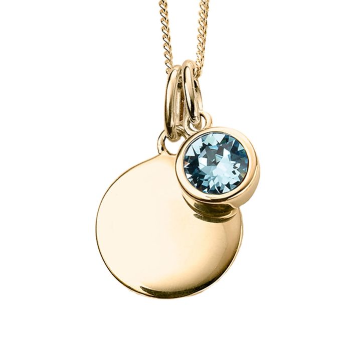 Gold Plate Birthstone Pendant - March