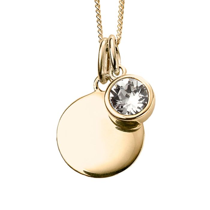 Gold Plate Birthstone Pendant - April