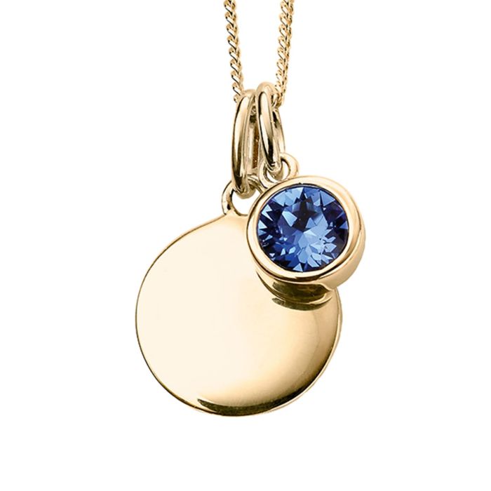 Gold Plate Birthstone Pendant - September