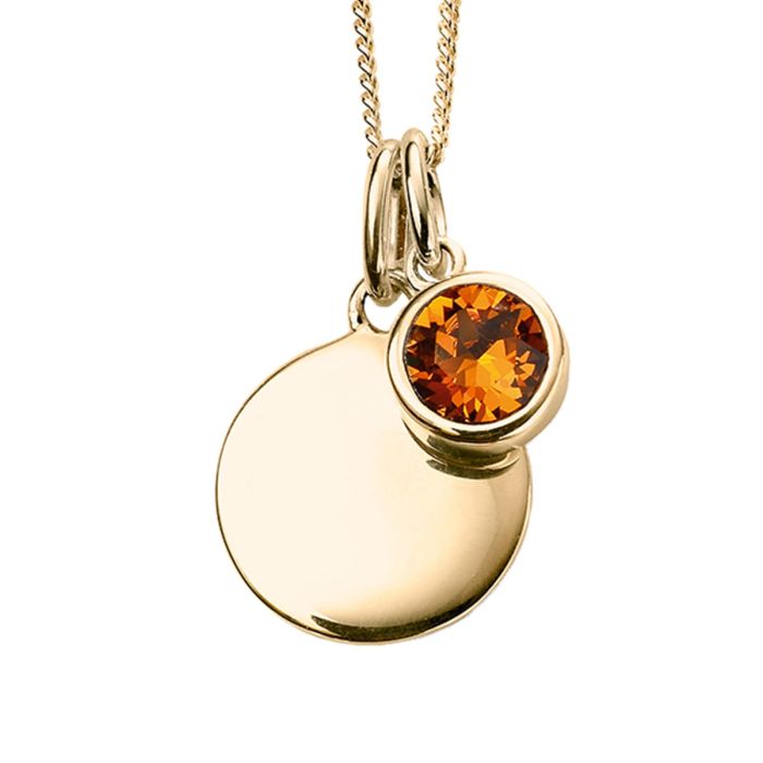 Gold Plate Birthstone Pendant - November